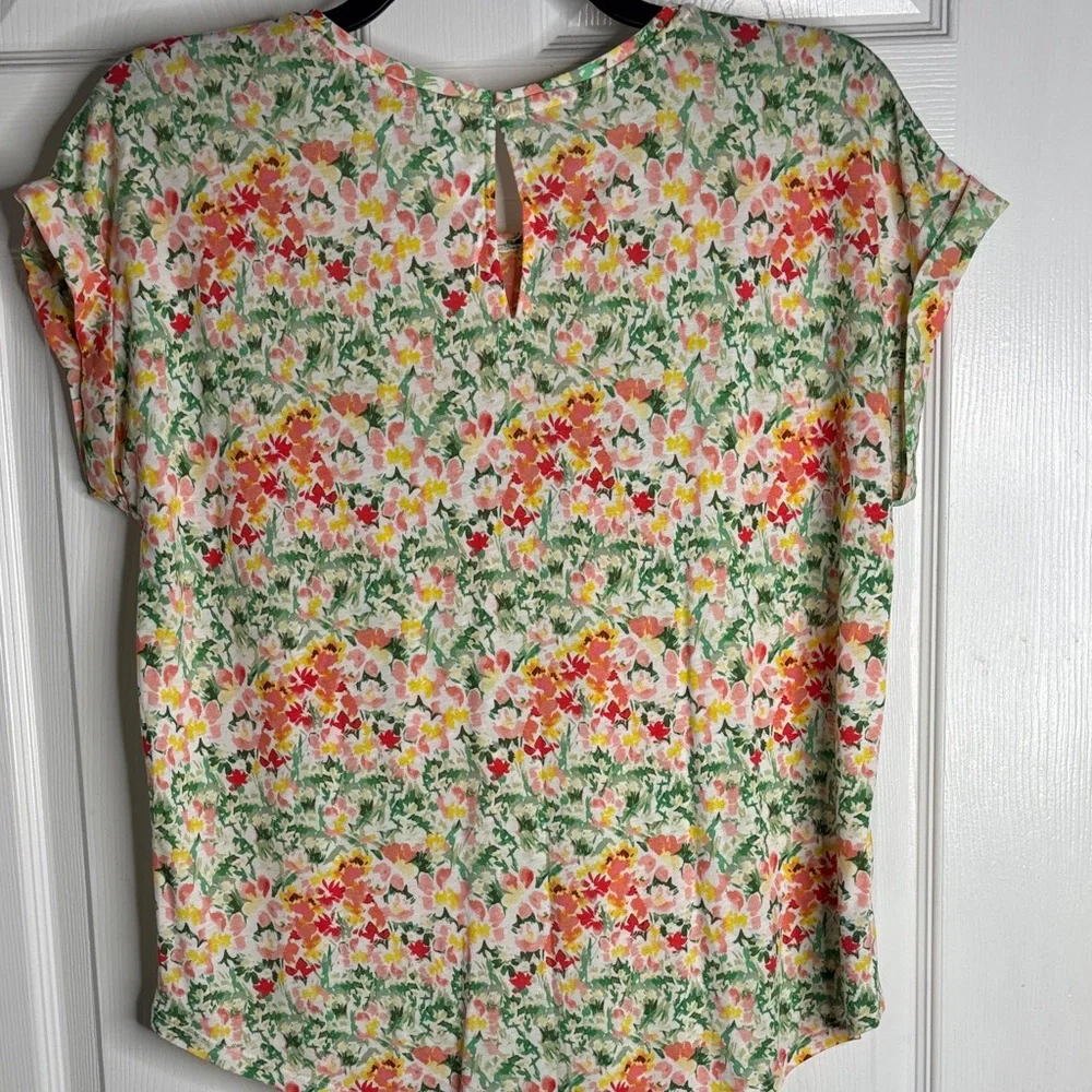 LOFT Multicolor Floral Blouse with Lace Detail - Picture 4 of 4